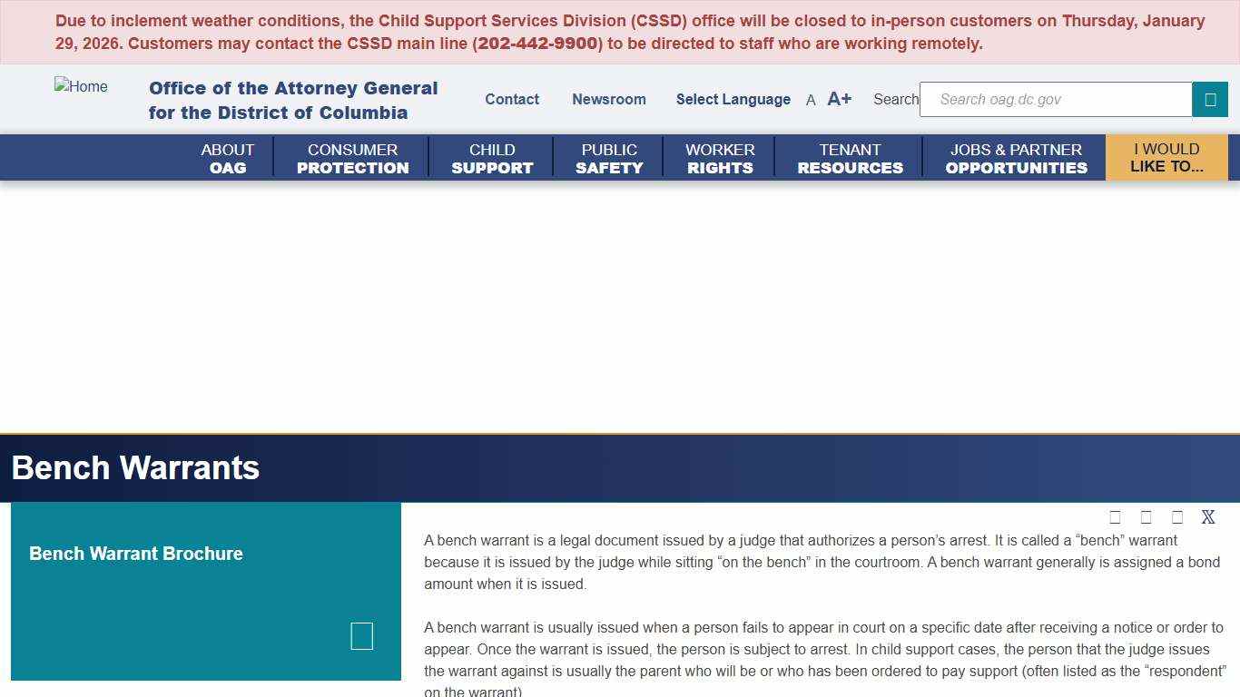 Bench Warrants Attorney General Brian Schwalb